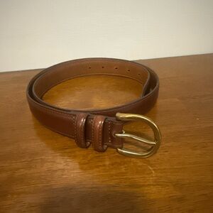 Jos. A. Bank Brown Leather Belt with Gold Buckle